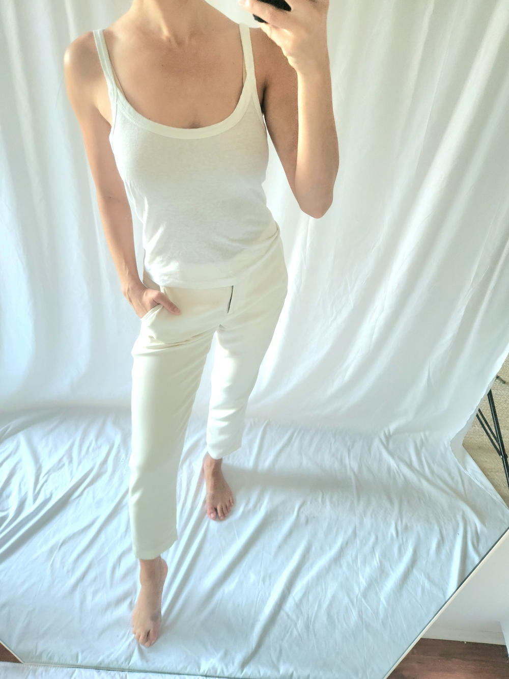 Denim Forum Cream Scoop Neck Camisole